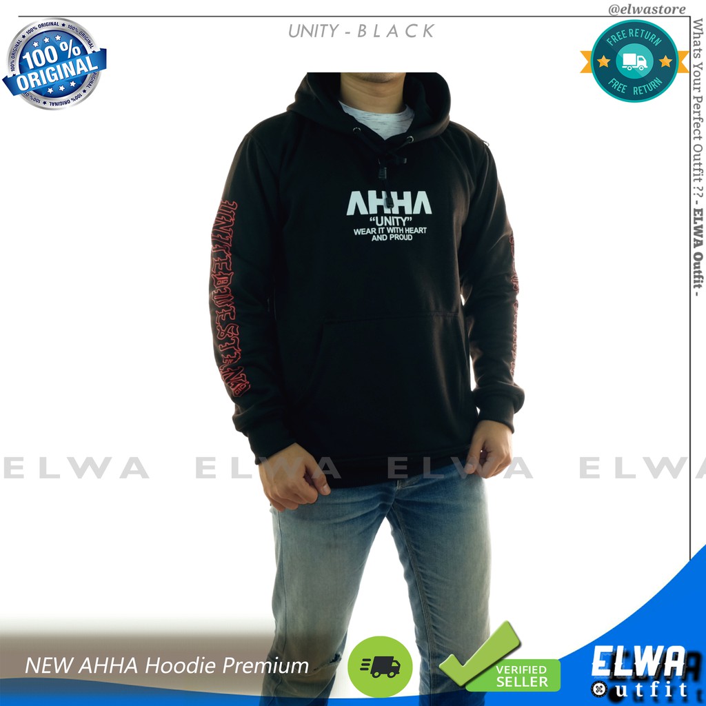 NEW UNITY Jaket Hoodie AHHA atta List Strip Plat Premium Berkualitas Pria Wanita Unisex