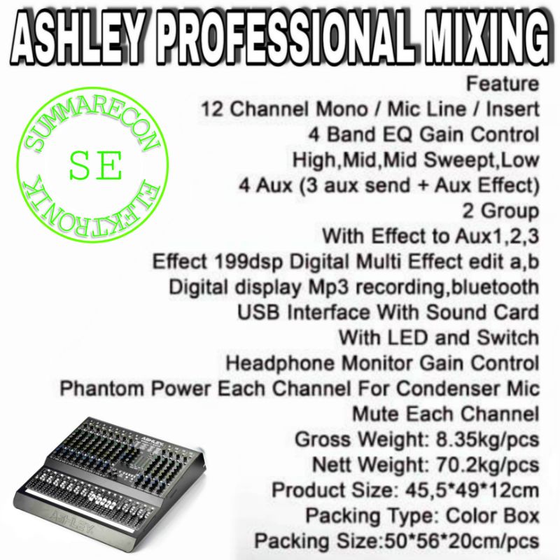 mixer audio 12 channel original ashley king 12 note usb bluetooth recording