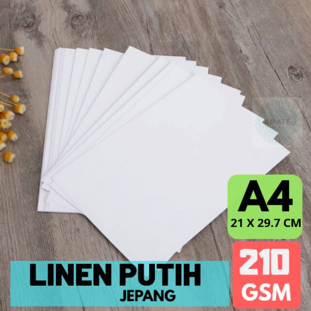 Kertas Karton Linen Jepang Putih A4 220g 50 Lembar Kertas 