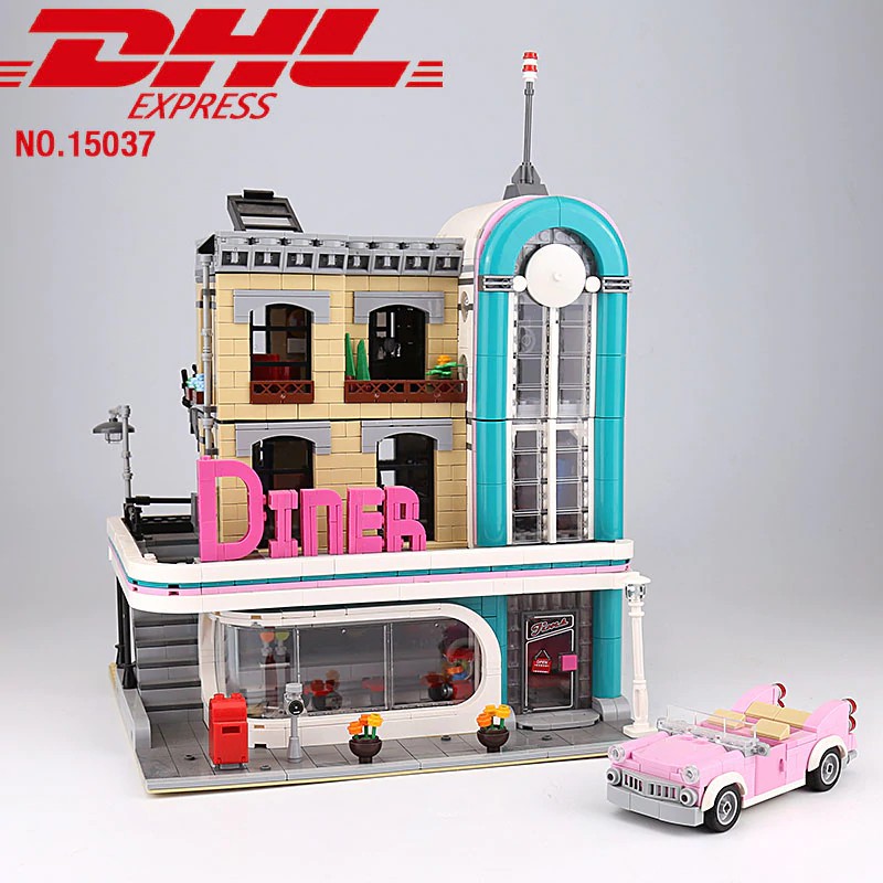 Mainan Lego Anak 10260 city Creator Street Downtown Diners 15037 2480Pcs Street View Model Building