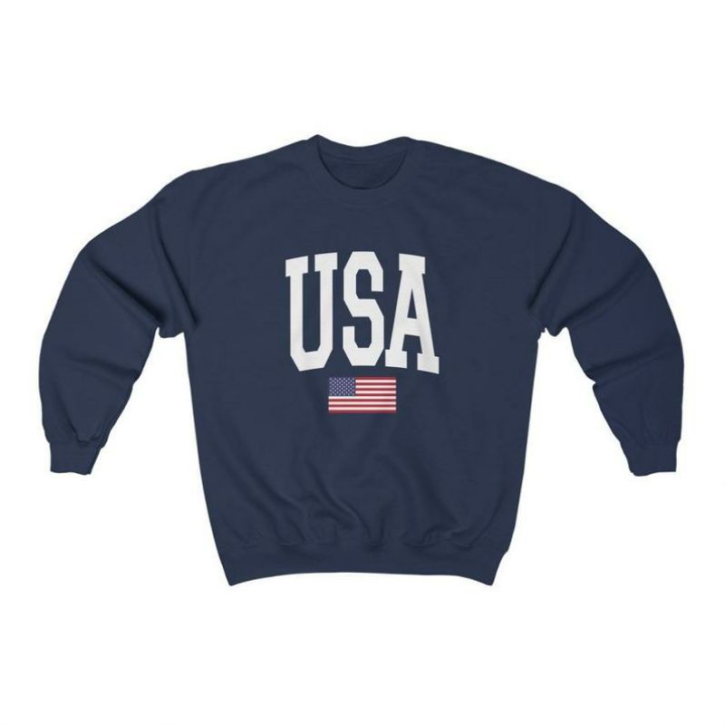 S - XXXXXL(6XL) Sweater USA FLAG BIGSIZE Oversize Sweatshirt Crewneck Oblong Jumbo 5XL 4XL 3XL 2XL