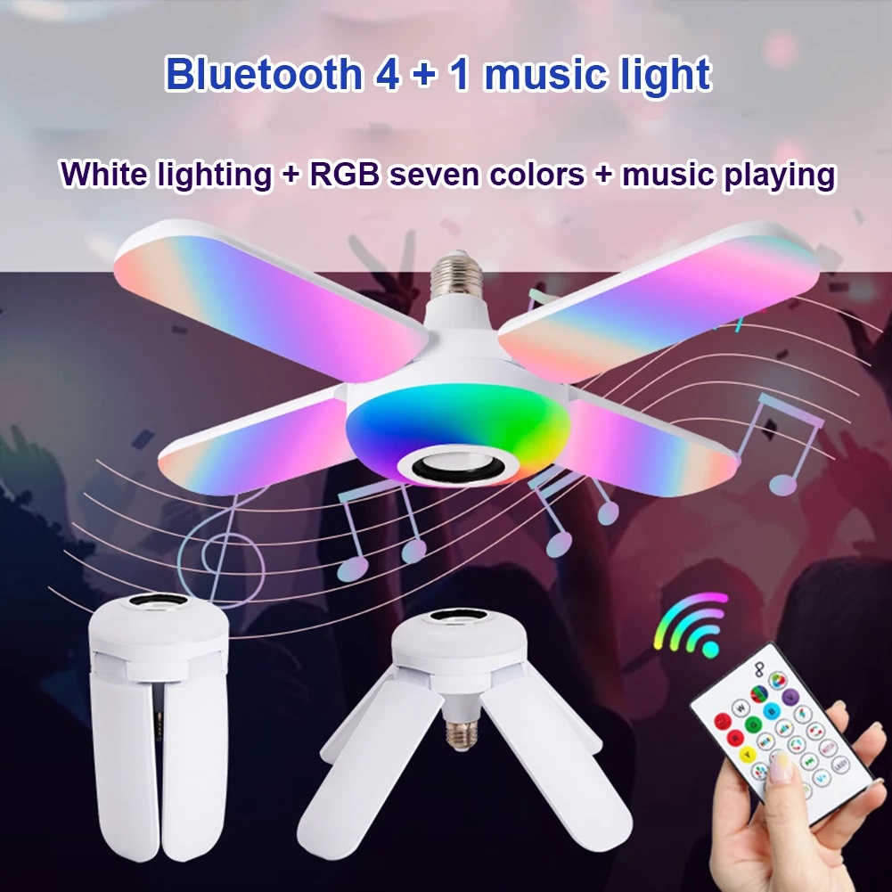 COD LED Bluetooth Music Bulb foldable bluetooth smart  home light 4 Blade Sector Bulb