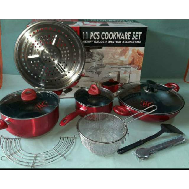 Panci Multifungsi  ,  HC 11 PCS , Panci teteflon , Panci cookware  Set