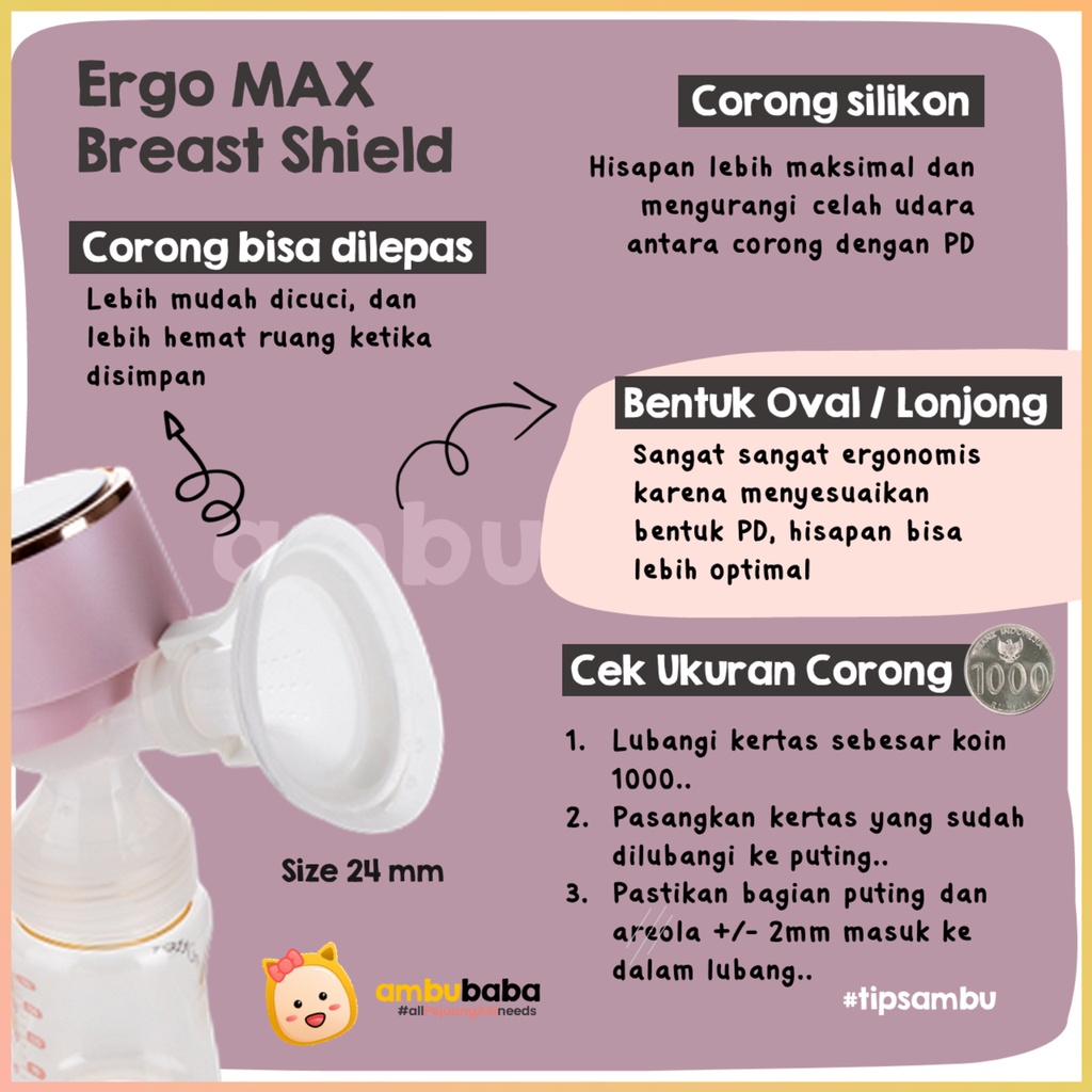 Mutter Topaz Integrated Single Electric Breast Pump Pompa ASI Elektrik Rechargeable Handsfree