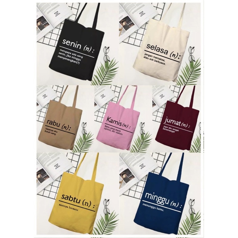 TAS TOTE BAG HARI WANITA / TOTEBAG PAKAI RESLETING