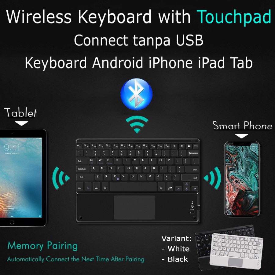 Wireless Keyboard Mouse Touchpad Bluetooth Android iPad Tab Mac Windows hp IOS Tablet laptop PC Trackpad