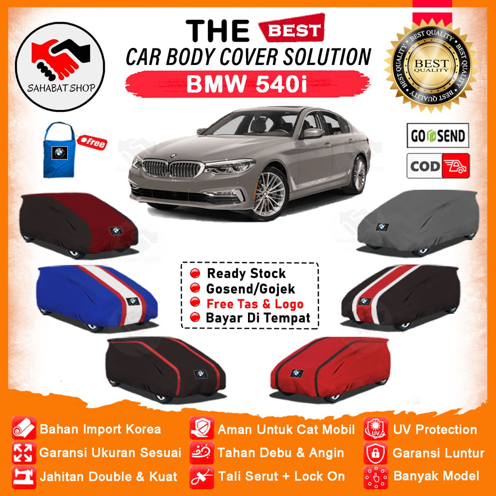 Sahabat Body Cover Mobil BMW 540i / Sarung Penutup BMW 540i Outdoor / Tutup Pelindung Selimut Jas Mantel Kerudung Kelambu Mantol Kerodong Tutupan Tepal Bungkus Pembungkus Mobil Sedan BMW 540i Waterproof Anti Air Model Orange