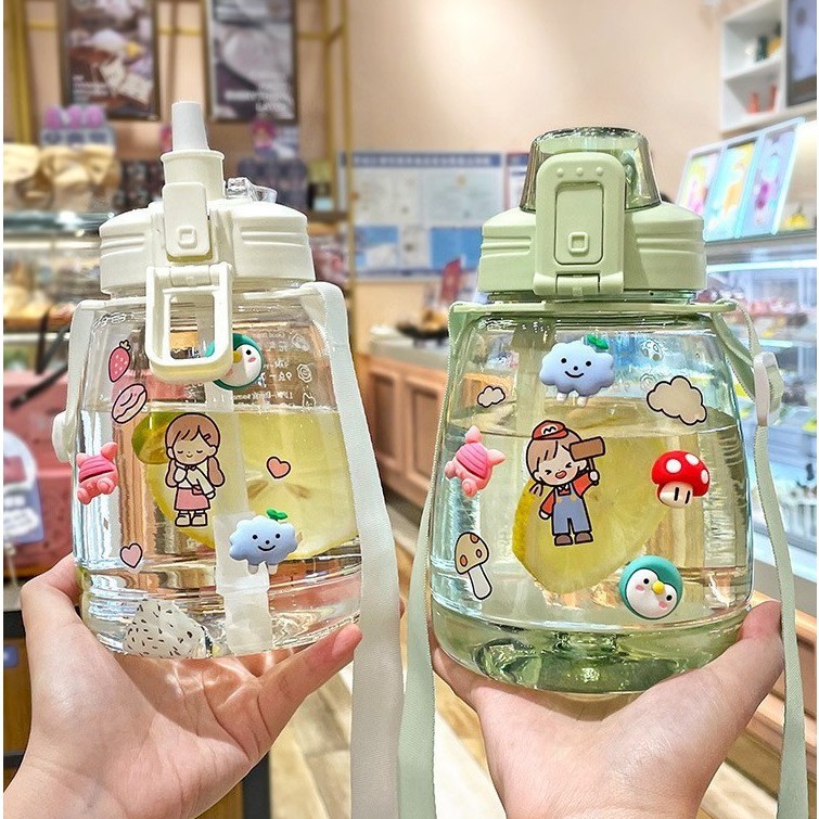 Botol Anak Big Belly Children's Cup Bottle + Stiker / Cangkir Air Minum Jerami Besar 1100 ML - H487