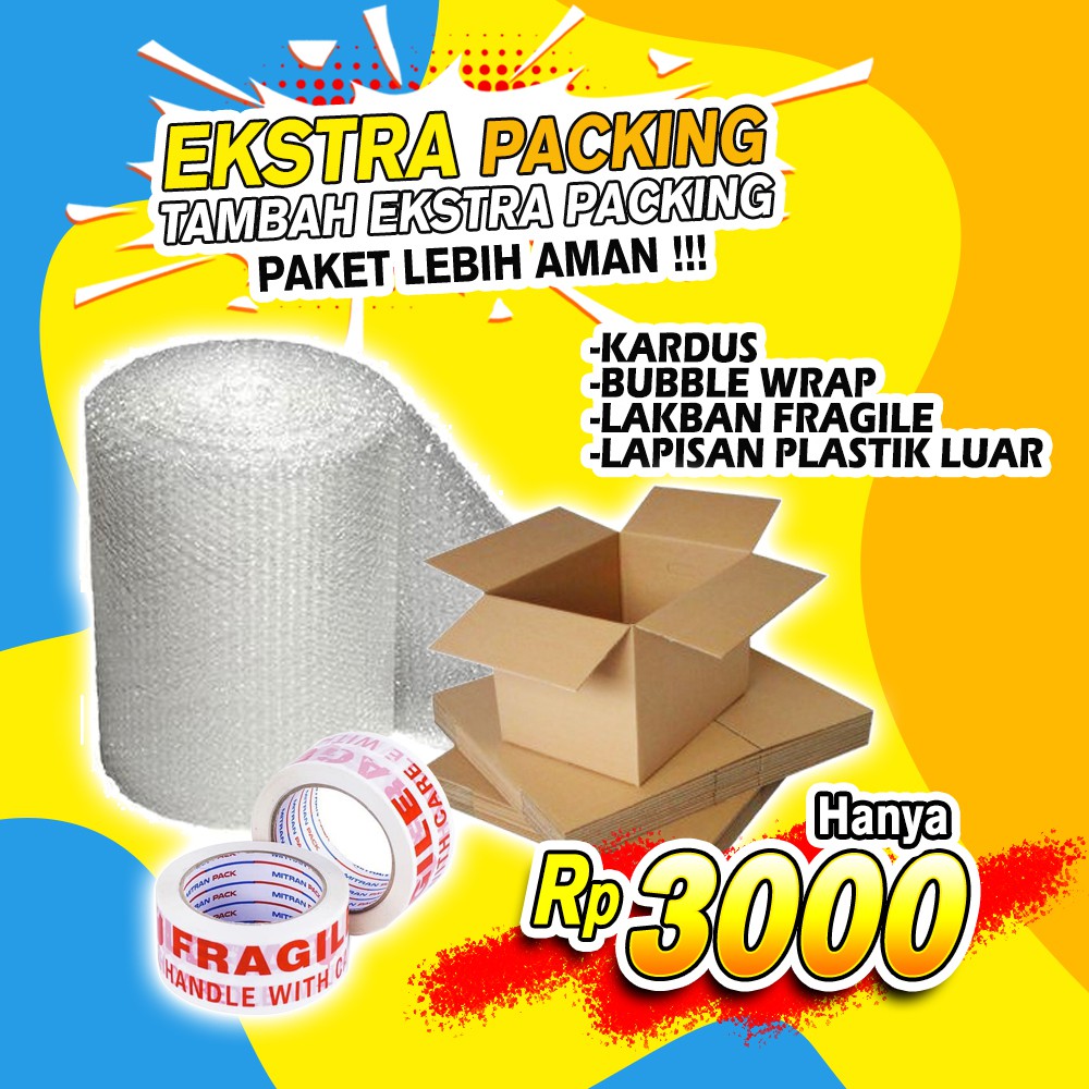 

EKSTRA PACKING KARDUS + BUBBLE WRAP + LAKBAN + LAPISAN PLASTIK LUAR