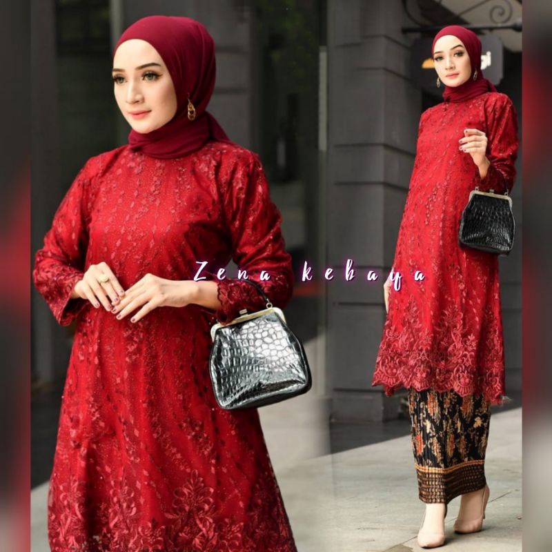 SET KEBAYA TUNIK TULLE BORDIR KEBAYA MODERN PESTA KONDANGAN KEBAYA WISUDA