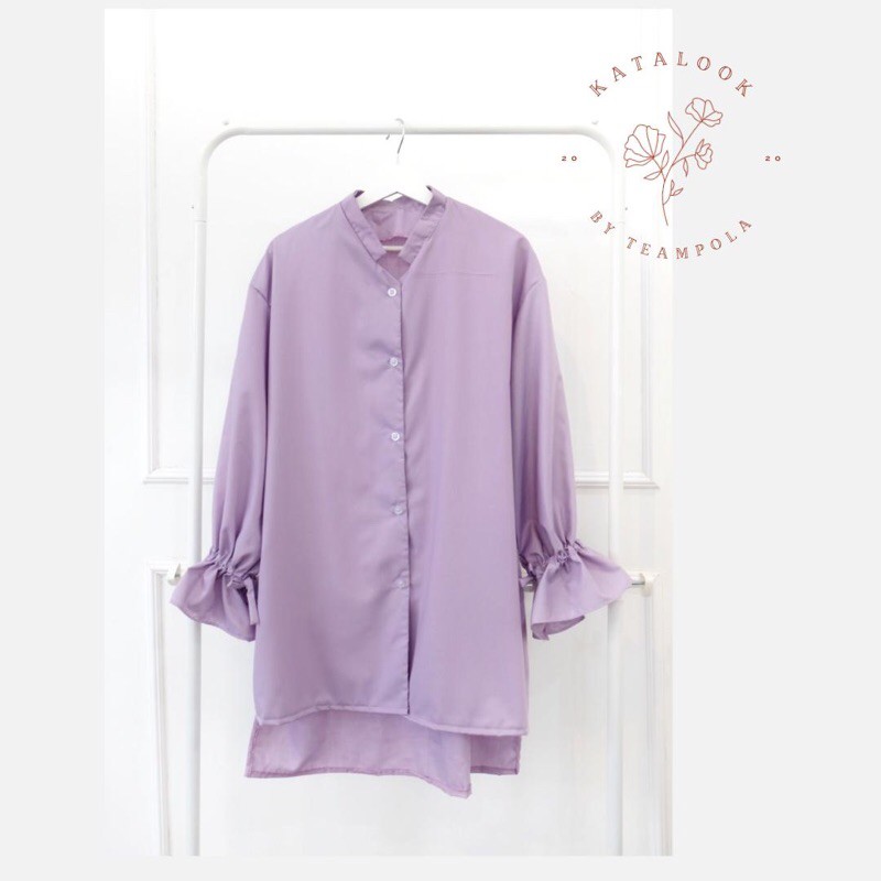 Suvaa Tunik Lilac / Tangan serut / Atasan wanita / Katun Jepang toyobo / Tunik Premium