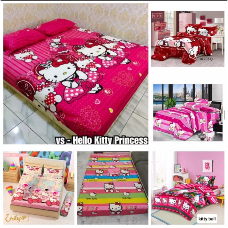 Sprei hello kiti seprei anak kartun hello kitty seprei bonita sprei halus perlengkapan rumah kamar k