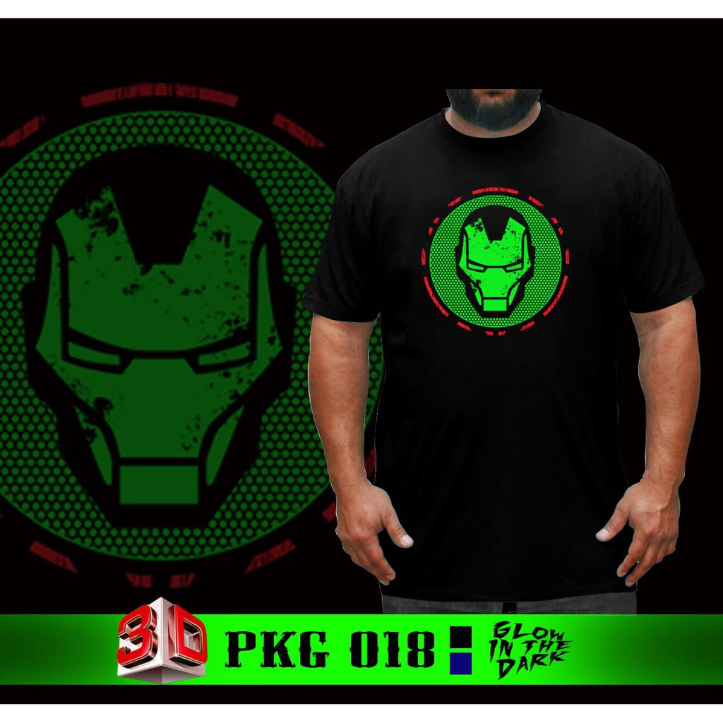 Baju Kaos Iron Man Glow in the dark Tshirt Superhero Avengers Import Premium Big Size Jumbo XXXL