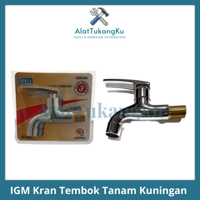 IGM IK-059 Kran Tembok Kuningan 1/2 Inch / Keran Air Tembok Taman / Kran Air Taman Wastafel