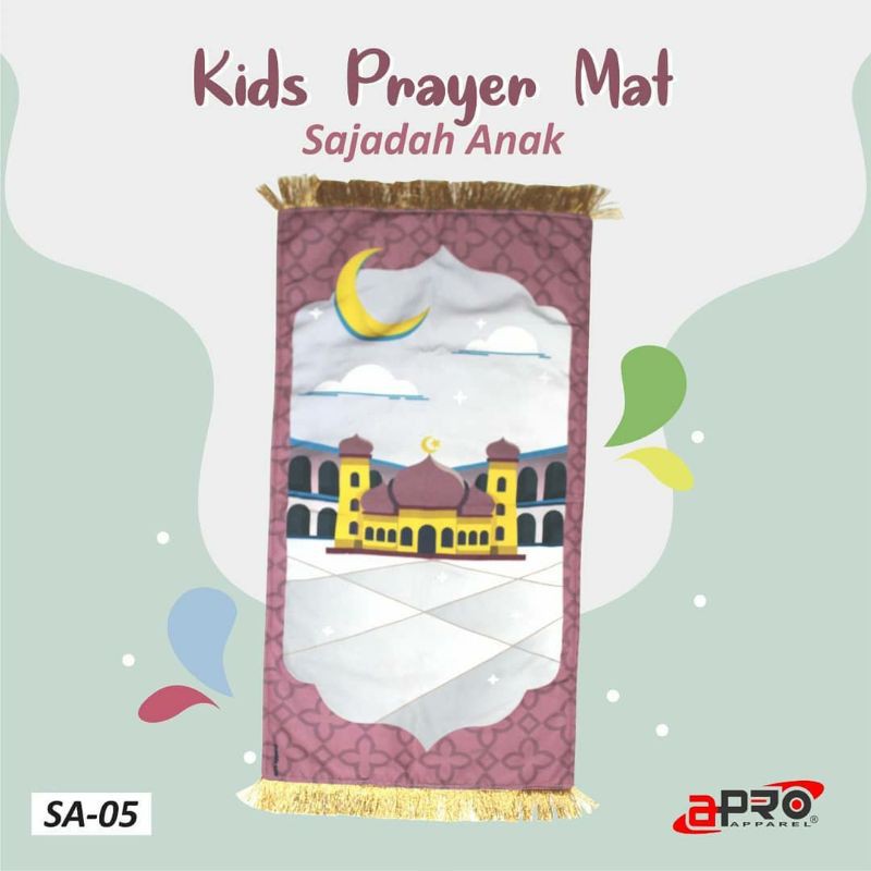 Sajadah Anak Premium Apro Empuk Elegan Motif Printing Sejadah Prayer Mat Anti Slip Cocok Untuk Kado-SA-05