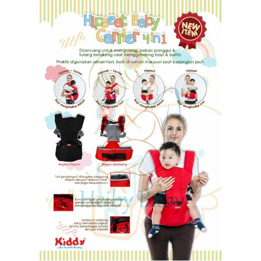 Kiddy Hiprest / Hipseat Baby Carrier / Gendongan Bayi 4 in 1