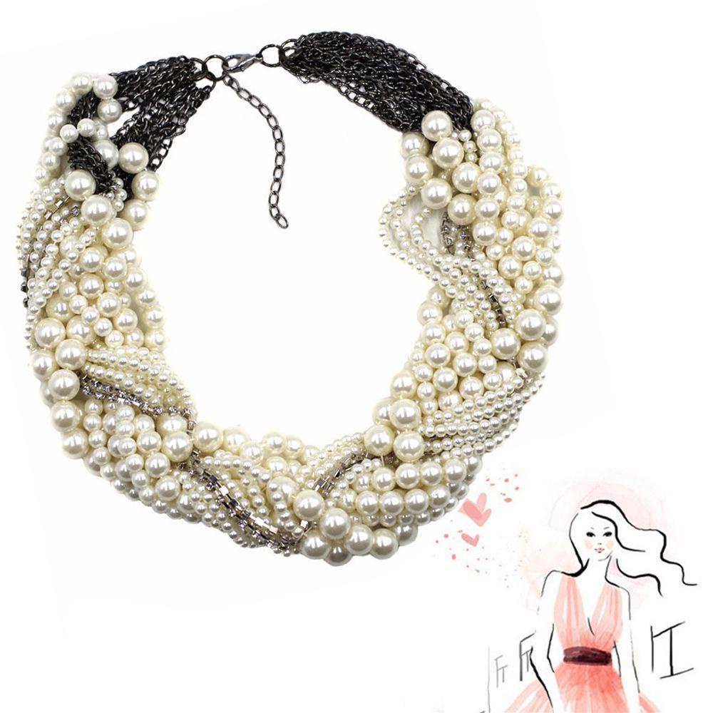 Kalung Nanas Retro Chunky Statement Winding Rhinestone