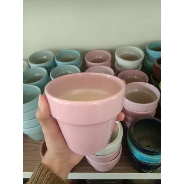 [Grade1] Pot Keramik Premium / Pot Keramik Pastel/Pot Keramik/ Pot Keramik Murah/Pot Keramik V (L)