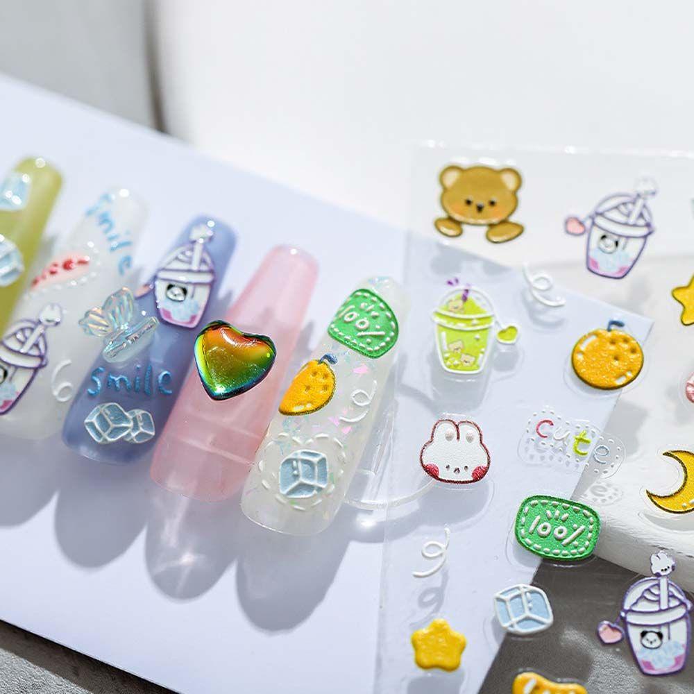 [Elegan] Kartun Stiker Kuku Wanita Kelinci Manikur Aksesoris Perekat Diri Ultraman Nail Stickers