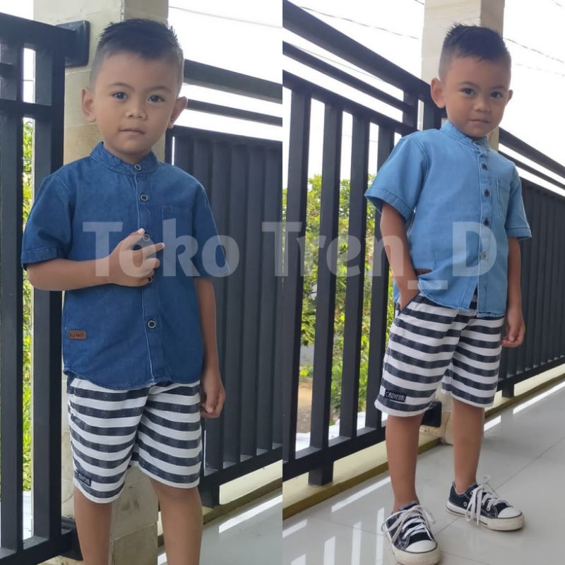 Kemeja Jeans Anak Laki Laki Umur 2-8 Tahun