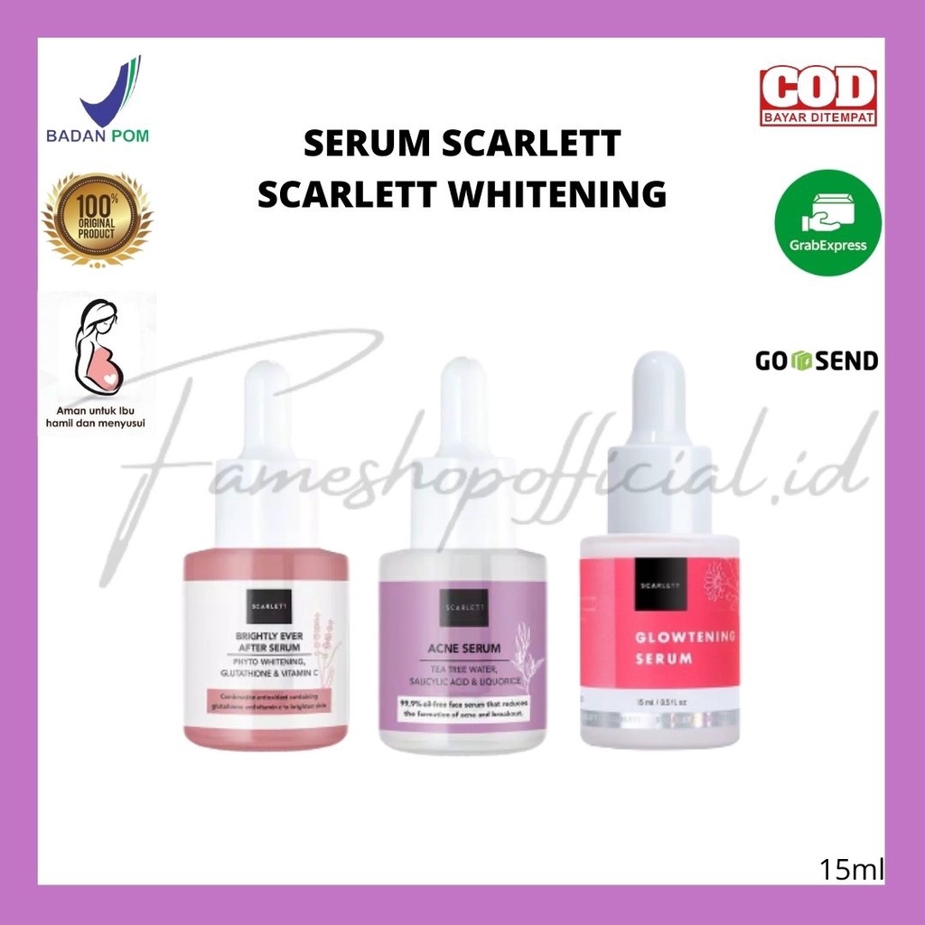 FAMESHOP - PAKET WAJAH 5 ITEM SCARALETT WHITENING/Serum Cream Facial Wash Glowtening/Toner Essance