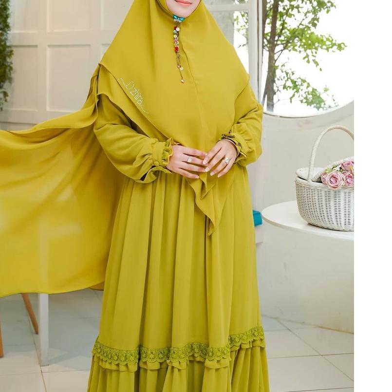 ♖ Kinara Syari Gamis Syari Ceruty Ootd Wanita Set Hijab Baju Wanita Jumbo Gamis Renda Setelan Wanita