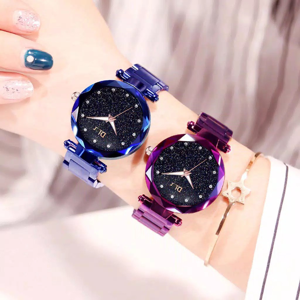 ✅[COD] Ready Stock  Jam Tangan Wanita Murah Quartz Starry Sky Diamond Stainless Steel Anti Air Watch