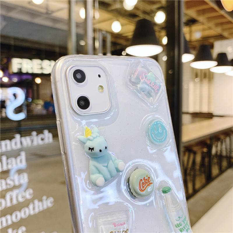Soft Case Bahan TPU Motif Kartun Unicorn 3D Untuk iPhone 13 12 11 Pro MAX Mini X XS MAX XR SE 2022 2020 7 8 Plus