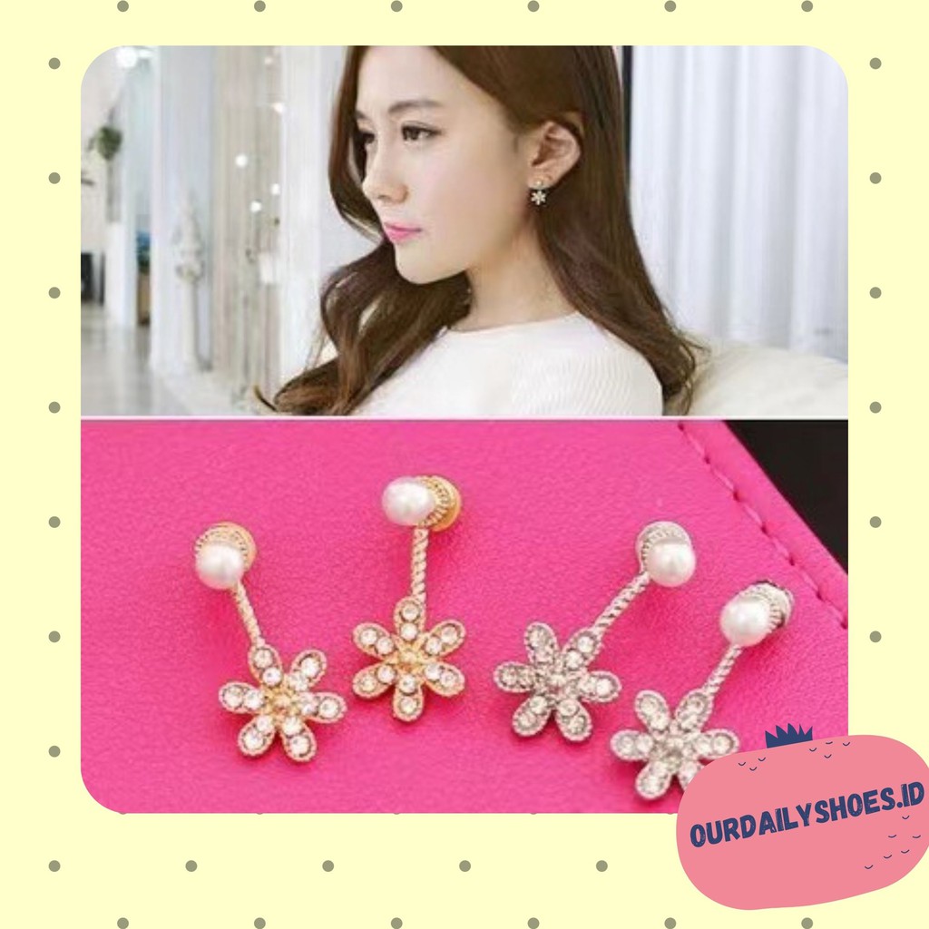 ★ODS★ FA76 Anting Tusuk Motif Bunga  Diamond Fashion Korea Aksesoris Murah