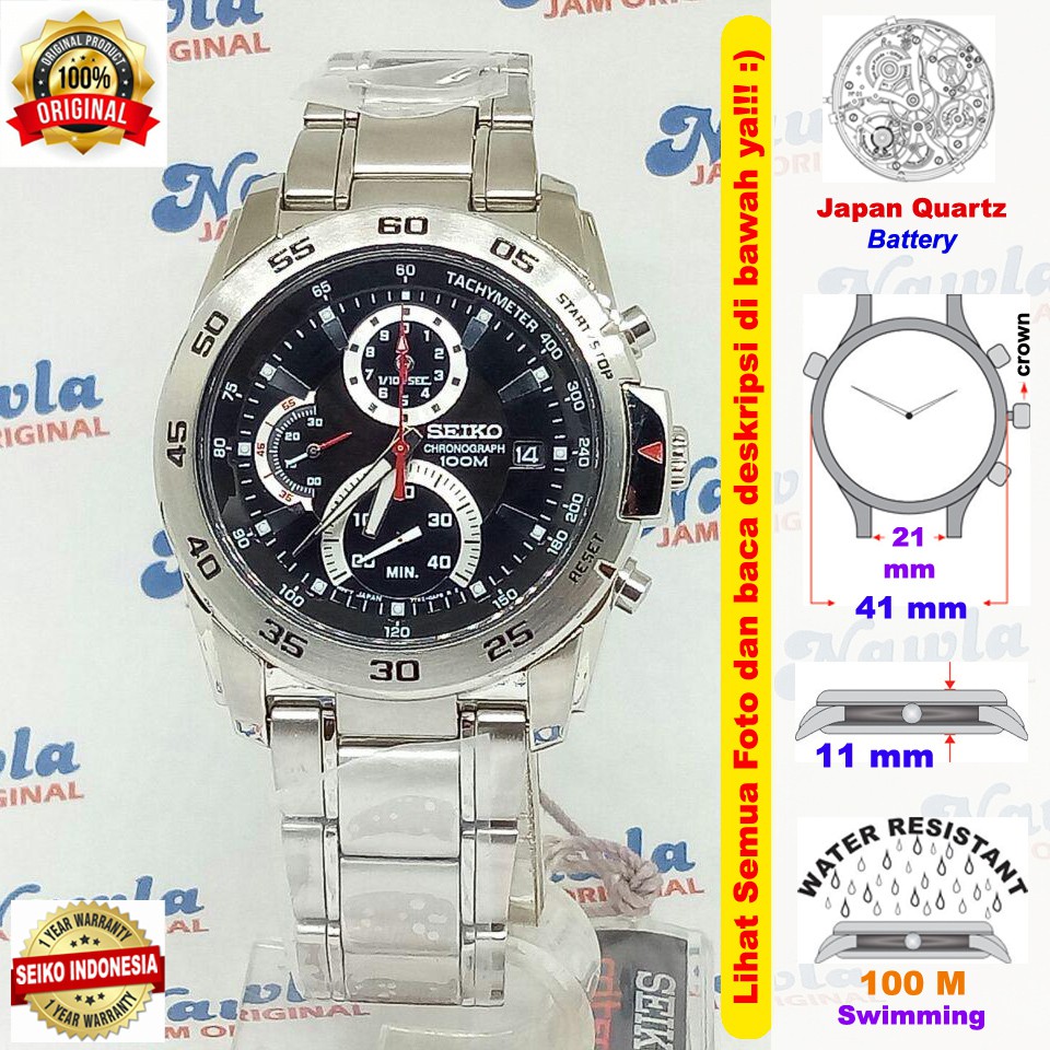 Seiko Quartz SPC019P1 Chronograph Black Dial - Jam Tangan Pria SPC019