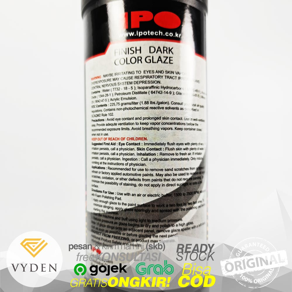 IPO FINISH DARK COLOR GLAZE 50ml Repack Kompon Halus Swirl Baret USA