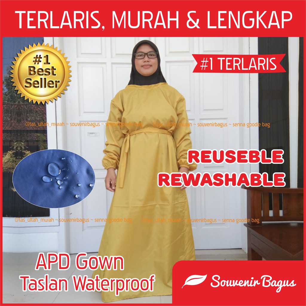  APD  Gown OK Baju  Operasi Taslan Waterproof Alat pelindung 