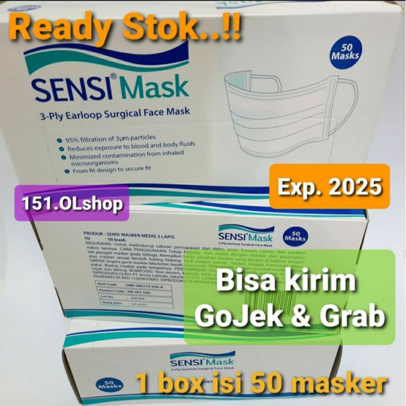  Masker  Sensi  Earloop face mask isi 50 ply 1 box Shopee 