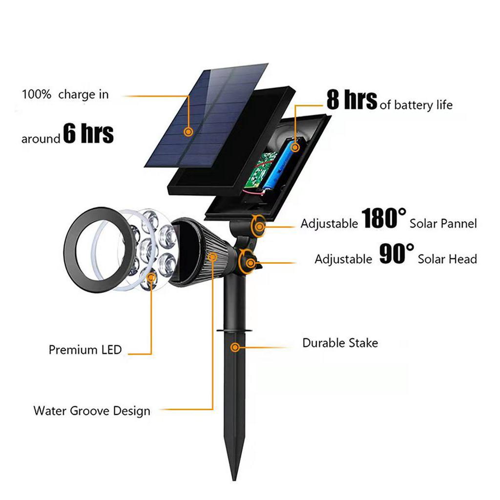Lampu Taman 7 Led Tahan Air Surya Powered Landscape Spotlights