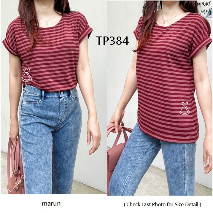 TP384 - BAJU ATASAN WANITA KAOS SALUR ADEM ATASAN KATUN  IMPORT MURAH