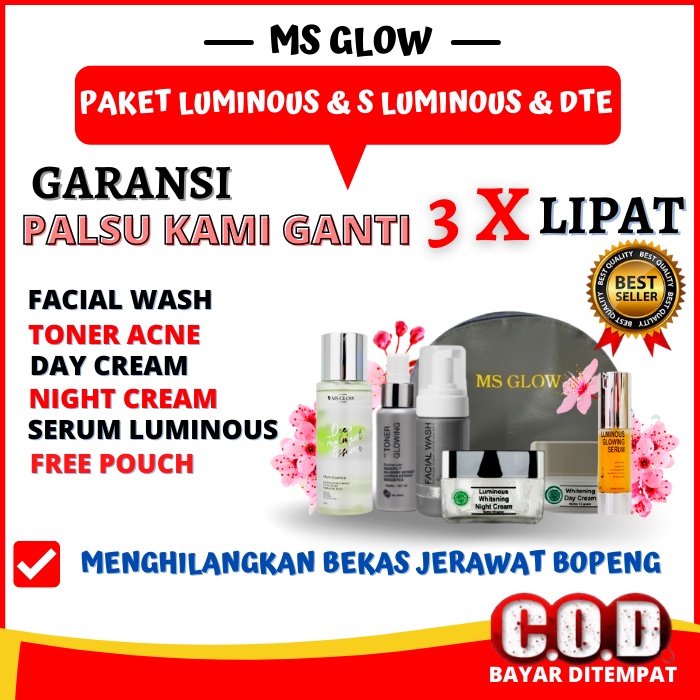 luminous series ms glow paket ms glow luminous COD penghilang bopeng menghaluskan bekas jerawat