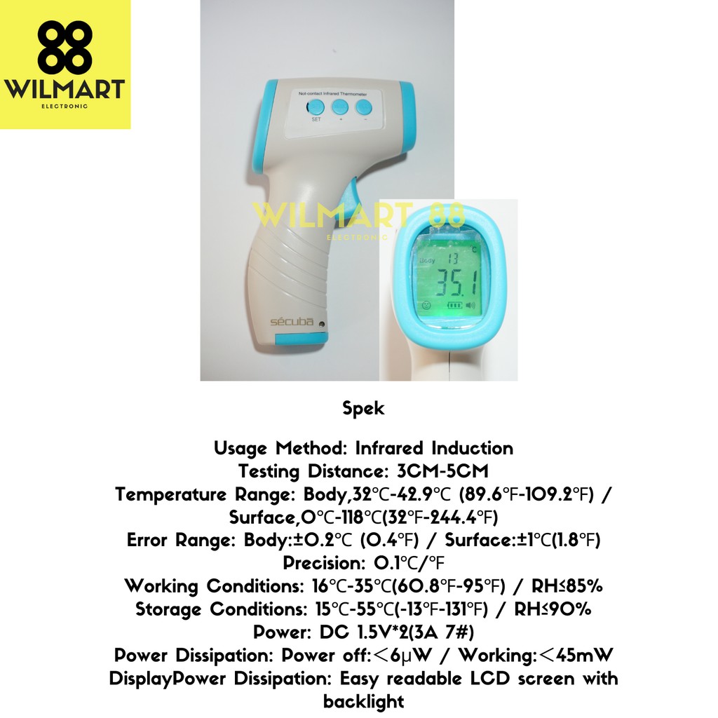 Termometer non-contact EW-01 High Quality | Jarak Scan 3 sampai 5 cm ( 3-5) | Respon Scan 0.5 Detik