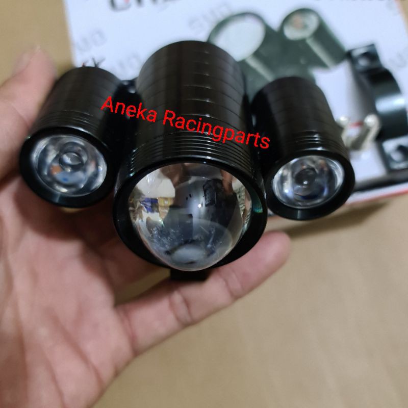 lampu sorot 3 mata universal motor 3 mode kedip terang redup / lampu tembak 3 mata