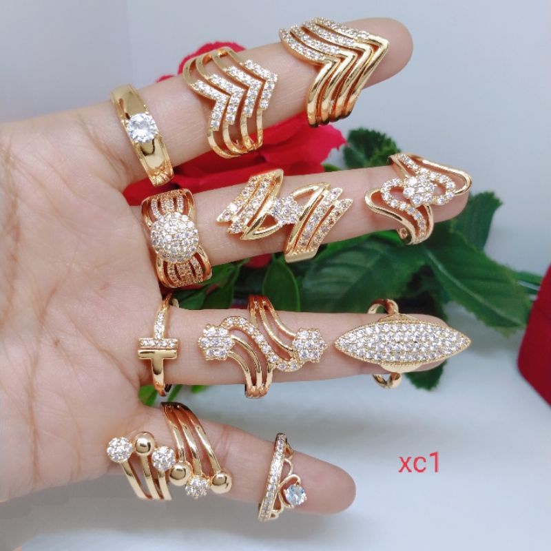 Grosir Cincin Random tdak bisa pilih motif Perhiasan Titanium Tembaga Perhiasan Aksesoris Lapis Emas 18,24 Karat Termurah Terlaris