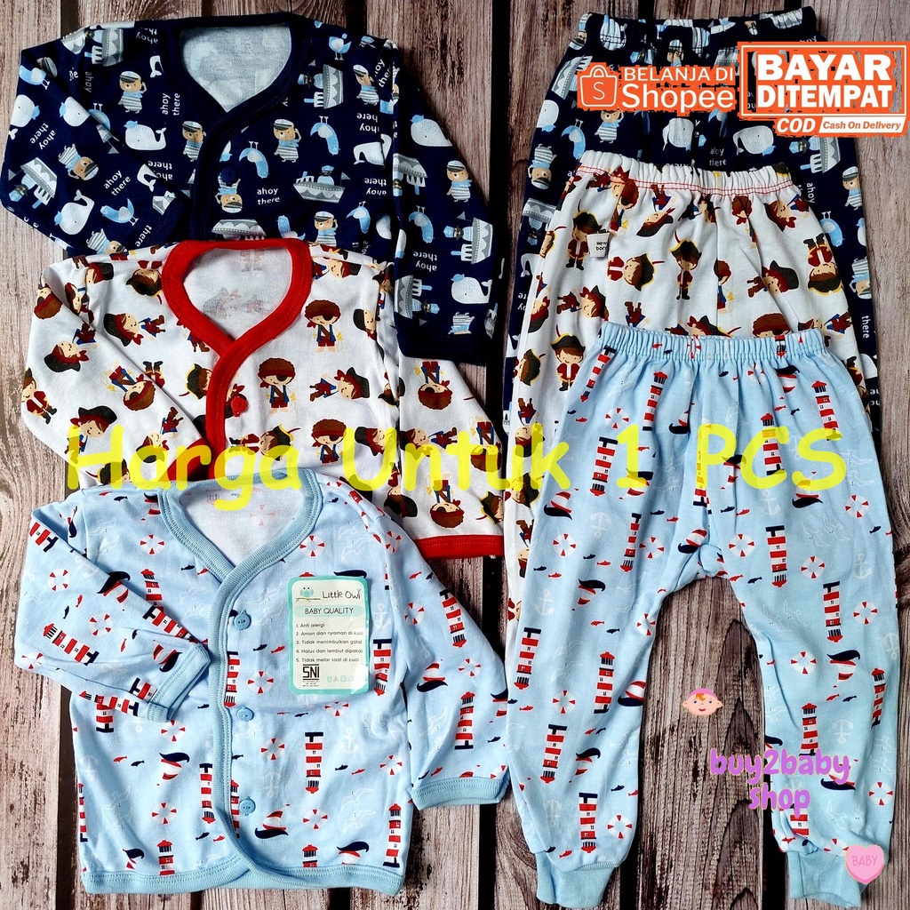 Setelan piyama celana panjang animal series Little Owl Newborn (0-3) Bulan 1 PCS