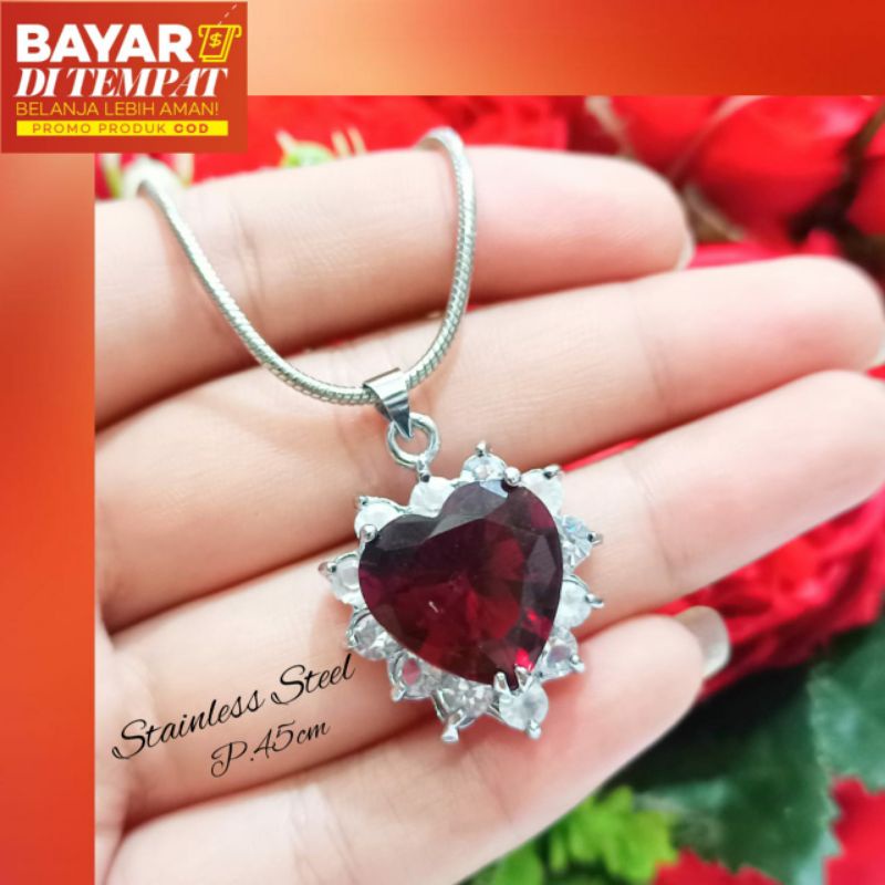 Kalung TITANIUM Kristal zircon perhiasan putih Korea Tidak karat&amp;Tidak Luntur terkini