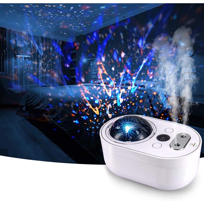 Air Humidifier Proyektor Aromatheraphy 1000ml  Double Spray Cool Mist 2 in 1 Proyektor Humidifier Night Lampu