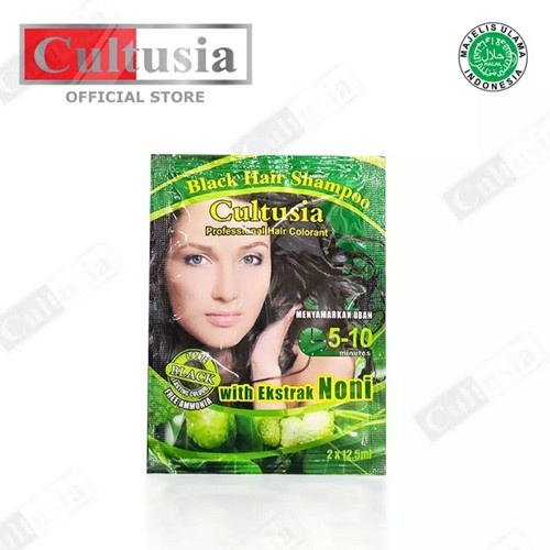 SHAMPO PENGHITAM RAMBUT CULTUSIA NONI- CULTUSIA BLACK HAIR SHAMPO SACHET ORIGINAL BPOM- SHAMPO MENGK