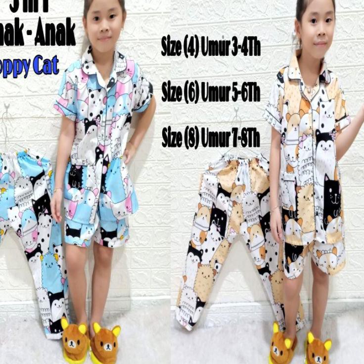 ➱ Alvaro Outlet Piyama 3in1 Anak-Anak /Baju Tidur Anak/ Motif Kartun ♞