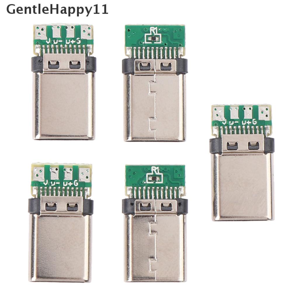 Gentlehappy 5Pcs Soket Konektor Plug Solder USB 3.1 Tipe C Male DIY Untuk PC Board