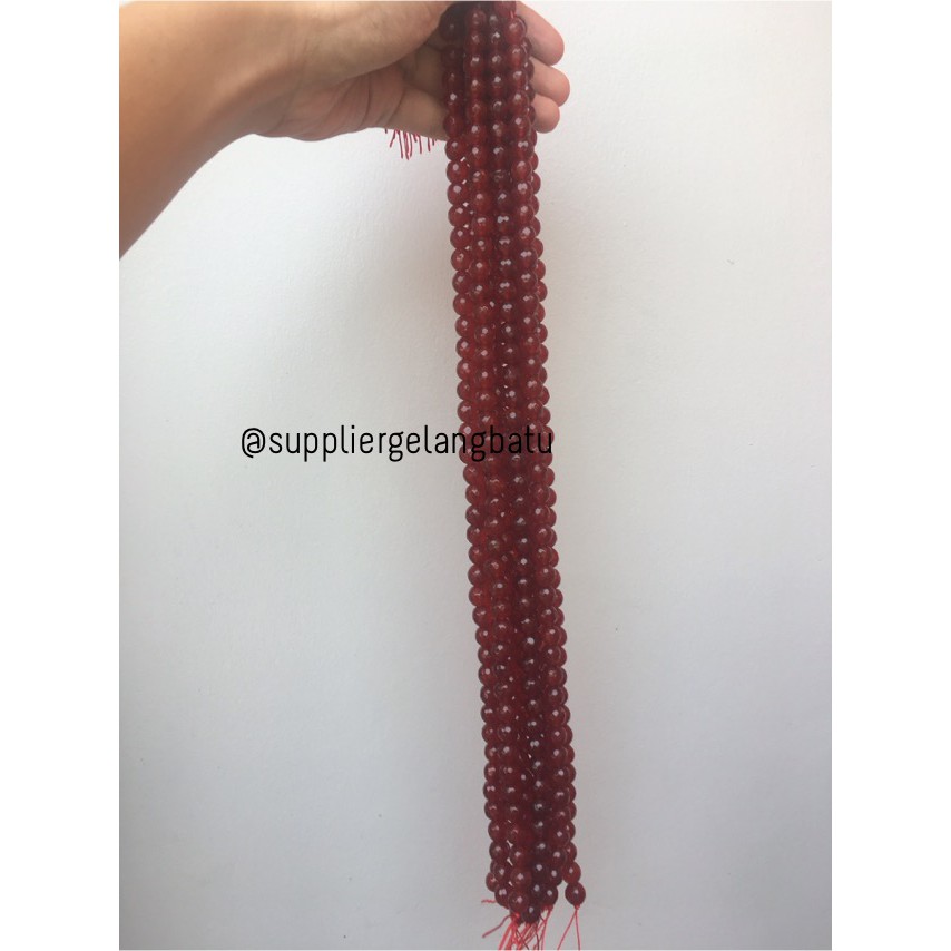 batu beads CUTTING 10mm red garnet merah kilap tembus cahaya senter aksesoris fashion craft import