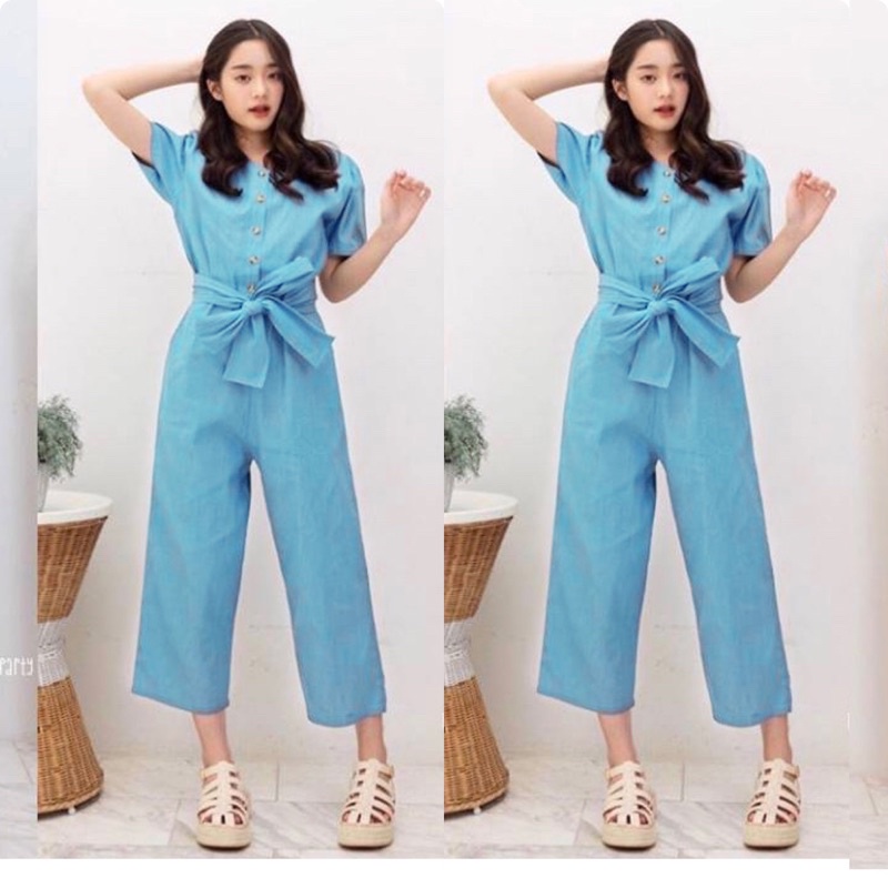 overall jumpsuit wanita / jumpsuit casual lengan pendek / jumpsuit busui friendly