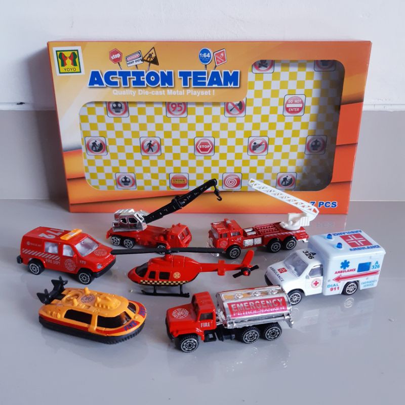 Set Diecast Kendaraan Pemadam Kebakaran - Mainan Miniatur Fire Rescue