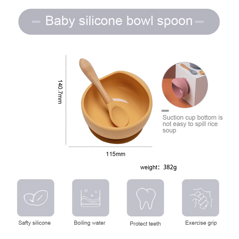 SET 5 Pcs Tempat Makan Silicon Dengan Bib Peralatan Makan Anak Murah Tableware Silikon Anak Import Bib Gelas Mangkok Silicone