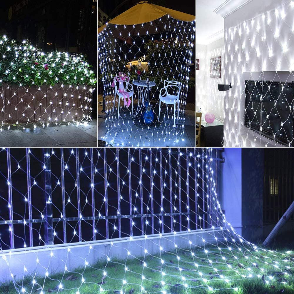 LED Mesh Tirai Mesh Fairy String Lampu Natal 3x2 m 200led Pesta Pernikahan Garland Dekorasi Taman Luar Ruangan